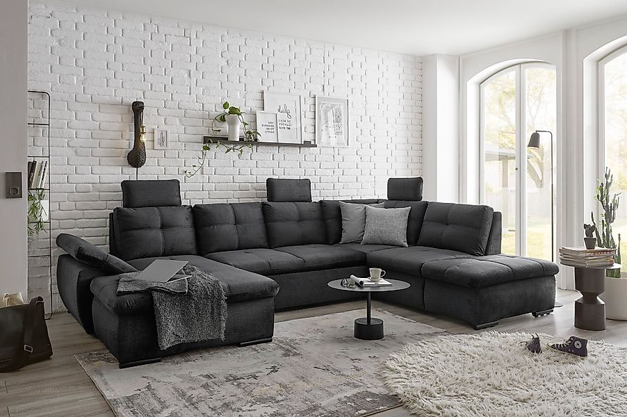ED EXCITING DESIGN Wohnlandschaft "Alija U-Form", mit Bettfunktion, Bettkas günstig online kaufen