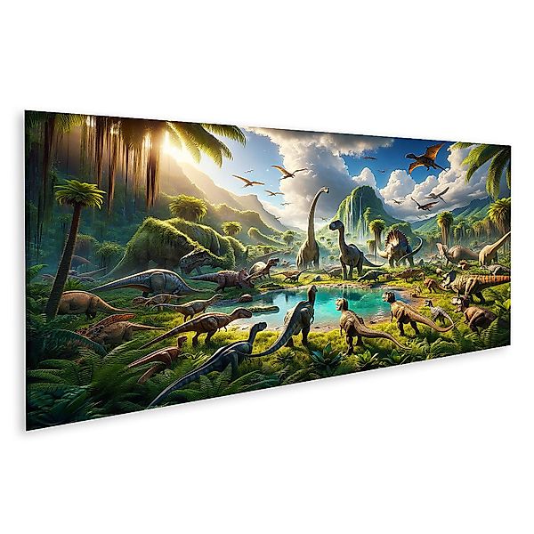 islandburner Leinwandbild Verschiedene Dinosaurier versammeln sich günstig online kaufen