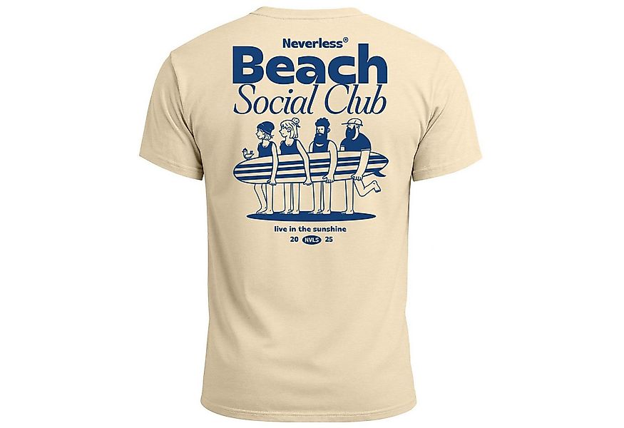Neverless Print-Shirt Herren T-Shirt Backprint Beach Social Club Surfer Gra günstig online kaufen