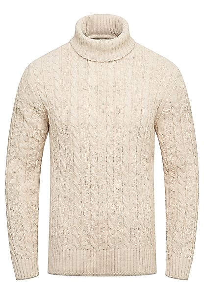 behype Rollkragenpullover BSLANA Grobstrick Zopf-Muster Winterpullover günstig online kaufen
