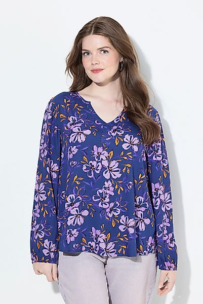 Ulla Popken Satinbluse Bluse Blüten A-Linie günstig online kaufen
