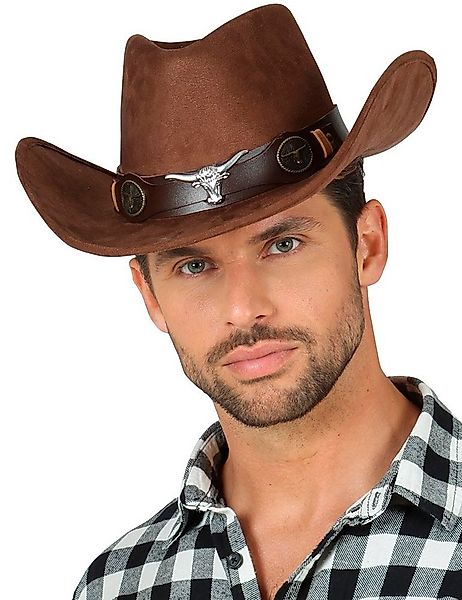 Widmann S.r.l. Kostüm Cowboy Hut "Dallas" im Wildleder-Look - Braun 68565, günstig online kaufen