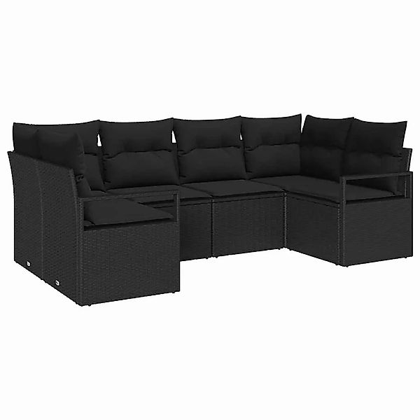 vidaXL Gartensofa-Set mit Kissen 6 Stk Schwarz Poly-Rattan 3355192 günstig online kaufen