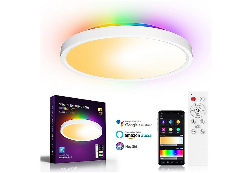 Jibenhome LED Deckenleuchte RGB Smart Wifi Deckenleuchte mit Fernsteuerung günstig online kaufen