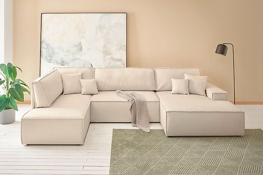 andas Wohnlandschaft »FINNLEY, U-Form XXL 329 cm, Schlafsofa, Schlaffunktio günstig online kaufen