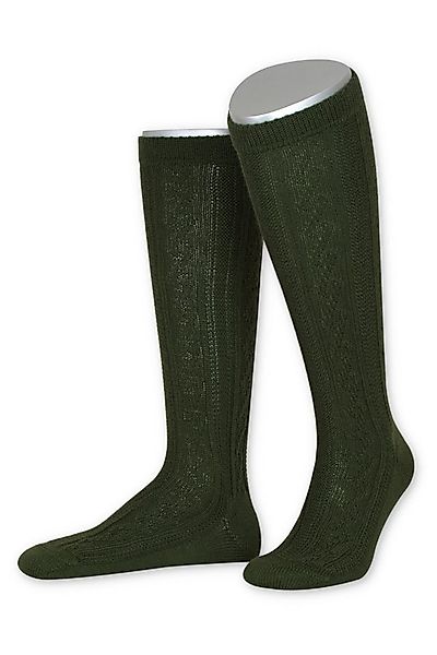 Lusana Trachtensocken Trachten Kniestrümpfe - L4910 - lodengrün, schwarz, s günstig online kaufen