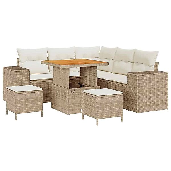 vidaXL Garten-Sofa-Set 8-Tlg Beige Poly Rattan 3362001 günstig online kaufen