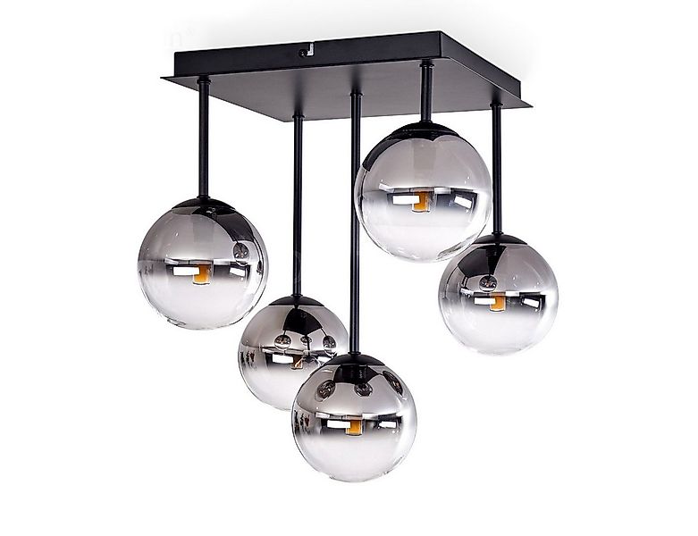 hofstein Deckenleuchte Deckenlampe aus Metall/Glas in Schwarz/Rauchfarben/K günstig online kaufen
