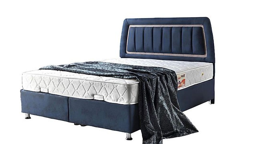 Xlmoebel Bett Luxuriöses Polsterbett mit Bettkasten in modernem blauen Desi günstig online kaufen