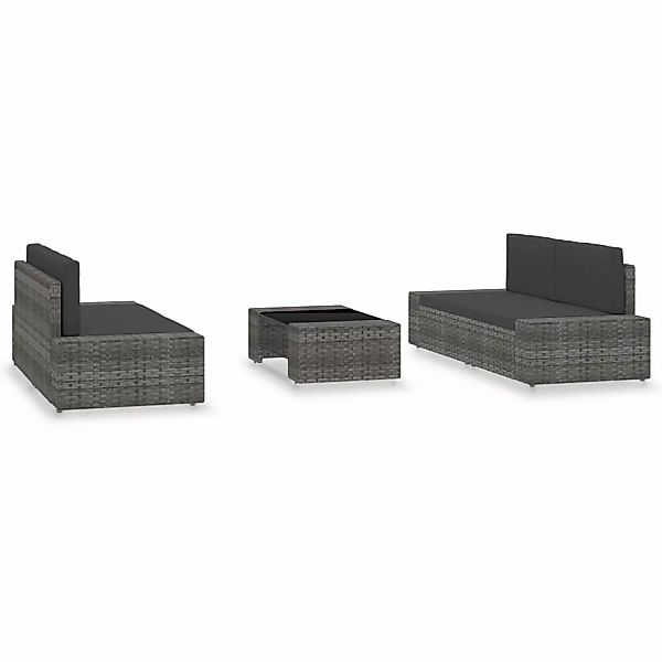 5-tlg. Garten-lounge-set Poly Rattan Grau günstig online kaufen