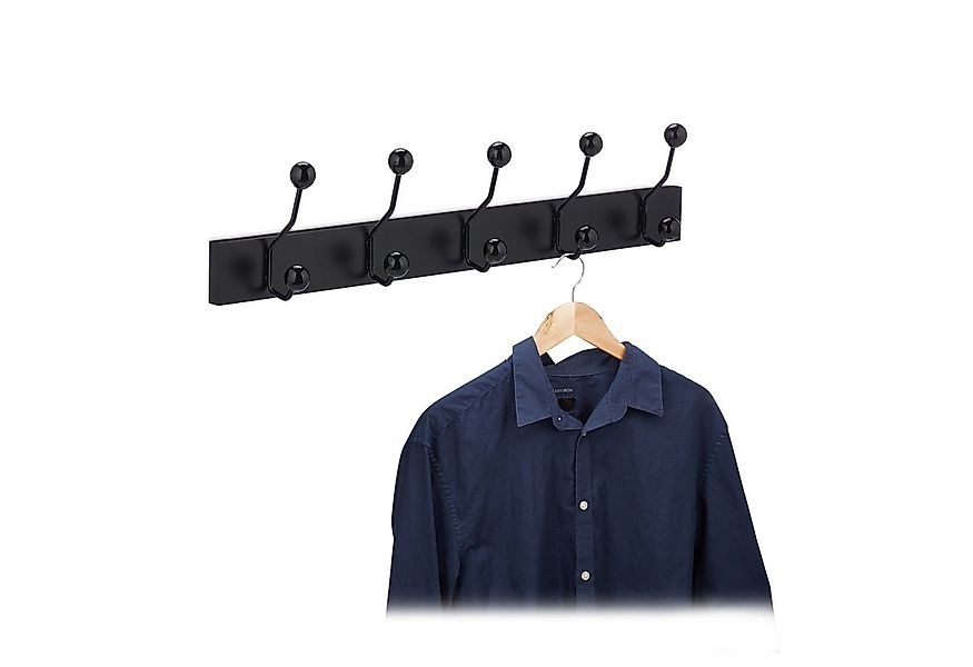 relaxdays Hakenleiste Schwarze Garderobenleiste mit 5 Haken günstig online kaufen