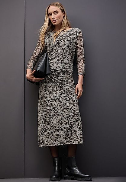 STREET ONE Meshkleid mit Leo-Muster, seitliche Raffungen günstig online kaufen