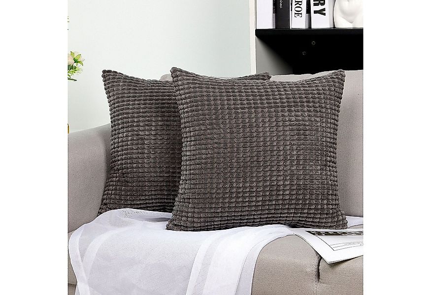 TAN.TOMI Kissenbezüge Kord Uni 2er Set Kissenbezug flauschig körnig Farbver günstig online kaufen