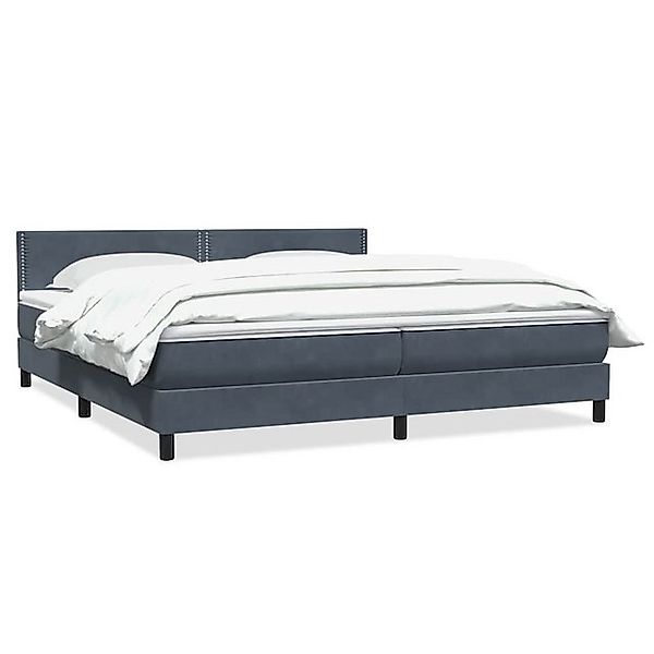 vidaXL Boxspringbett, Boxspringbett mit Matratze Dunkelgrau 180x220 cm Samt günstig online kaufen