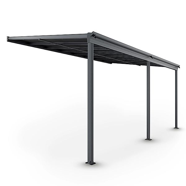 Juskys Aluminium Terrassendach Borneo 4,9x3m mit Doppelstegplatten Dunkelgr günstig online kaufen