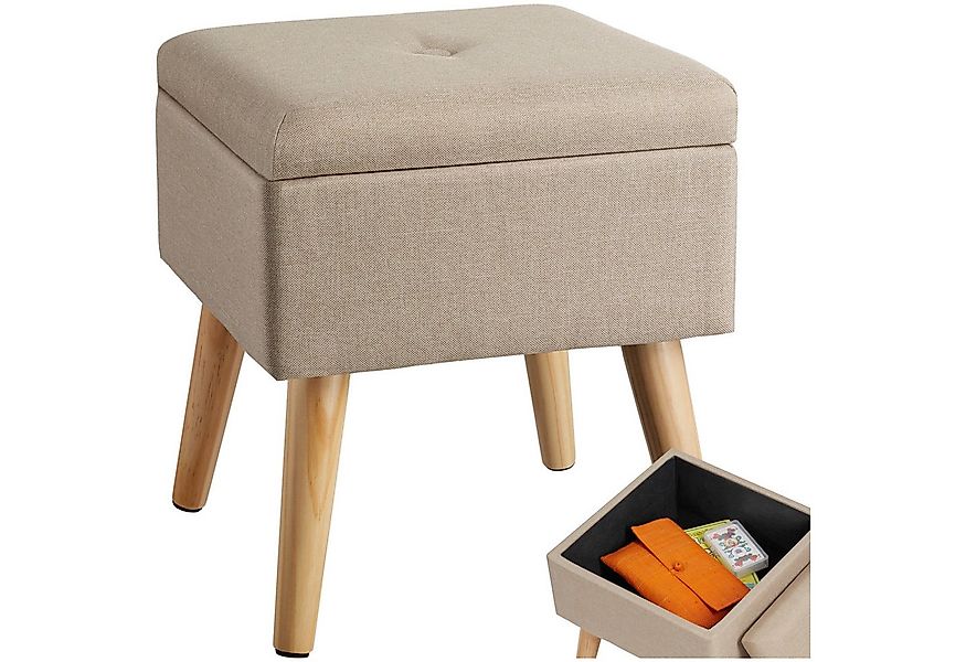 tectake Sitzhocker Schminkhocker Elva gepolstert in Leinenoptik 300kg mit S günstig online kaufen