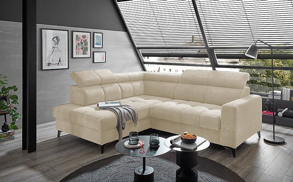ED EXCITING DESIGN Ecksofa Bavaro, mit elektrischer Sitztiefenverstellung, günstig online kaufen