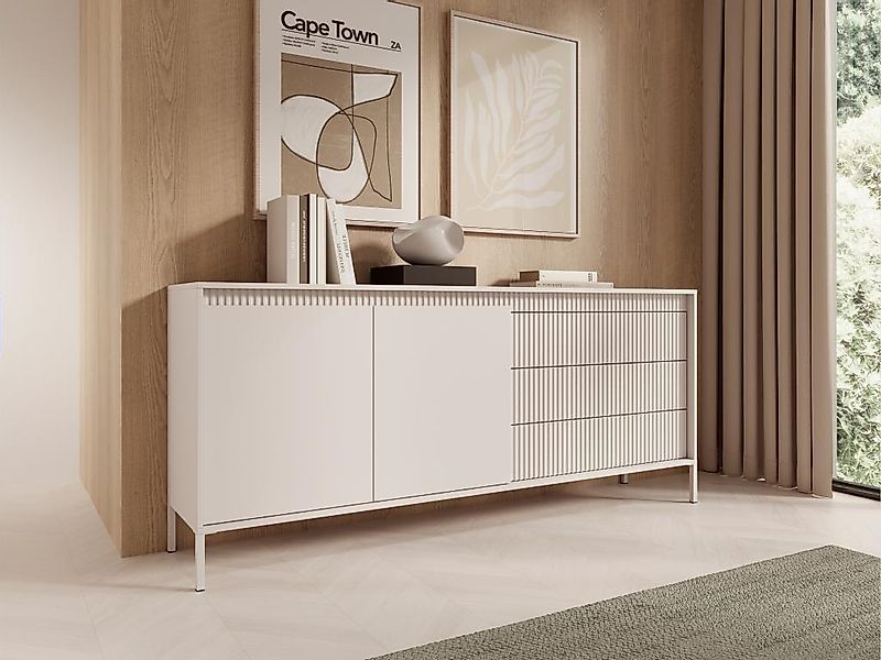 Sideboard mit 3 Schubladen & 2 Türen - MDF - Beige - NURSEMA günstig online kaufen