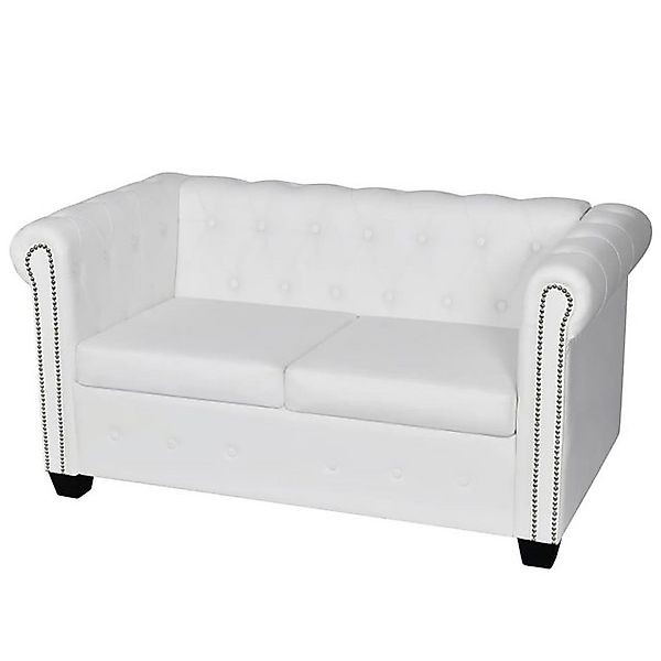 vidaXL Chesterfield-Sofa, Chesterfield-Sofa 2-Sitzer Kunstleder Weiß günstig online kaufen
