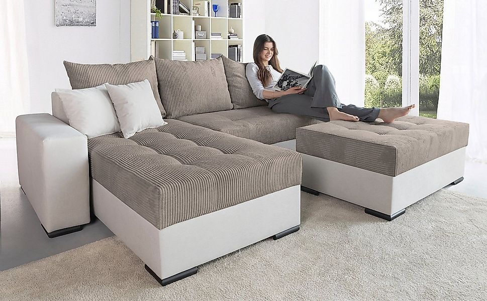 COLLECTION AB Ecksofa Josy L-Form, B: 214 cm in Cord, Cord-Mix, mit Bettfun günstig online kaufen