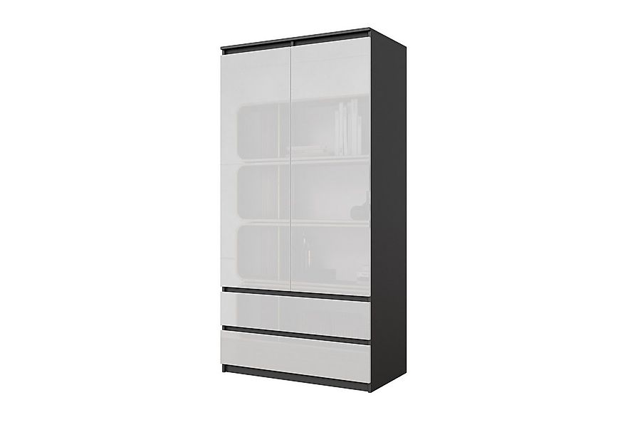 Furnica Kleiderschrank Joelle Anthrazit Grau, 2 Türen und 2 Schubladen H180 günstig online kaufen