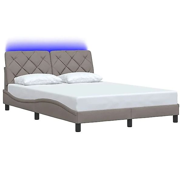 vidaXL Bettgestell mit LED Ohne Matratze Taupe 140x200 cm Stoff 3310675 günstig online kaufen