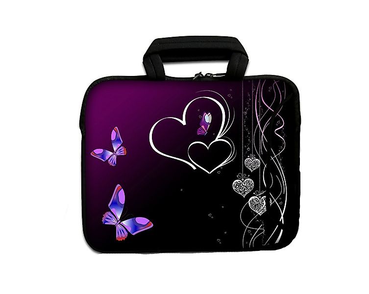 wortek Laptoptasche für Laptops bis 15,4", Herz Schwarz Lila, Wasserabweise günstig online kaufen