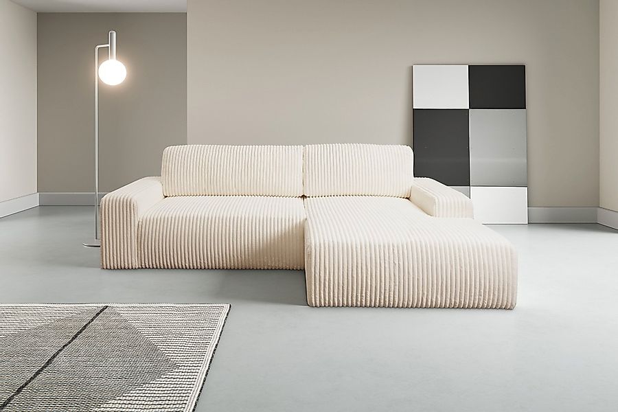 WERK2 Ecksofa "Rotterdam-L, kuschelweicher Cord oder Breitcord, L-Form, Bre günstig online kaufen