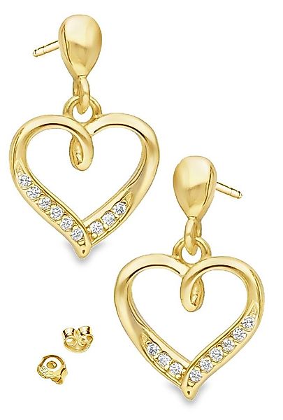 Limana Paar Ohrhänger 925 Silber Herz Gold vergoldet Frauen Damen Ohrstecke günstig online kaufen