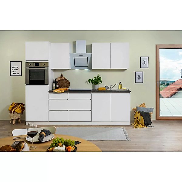 Respekta Küchenzeile ohne E-Geräte 270 cm Grifflos Weiß Matt günstig online kaufen
