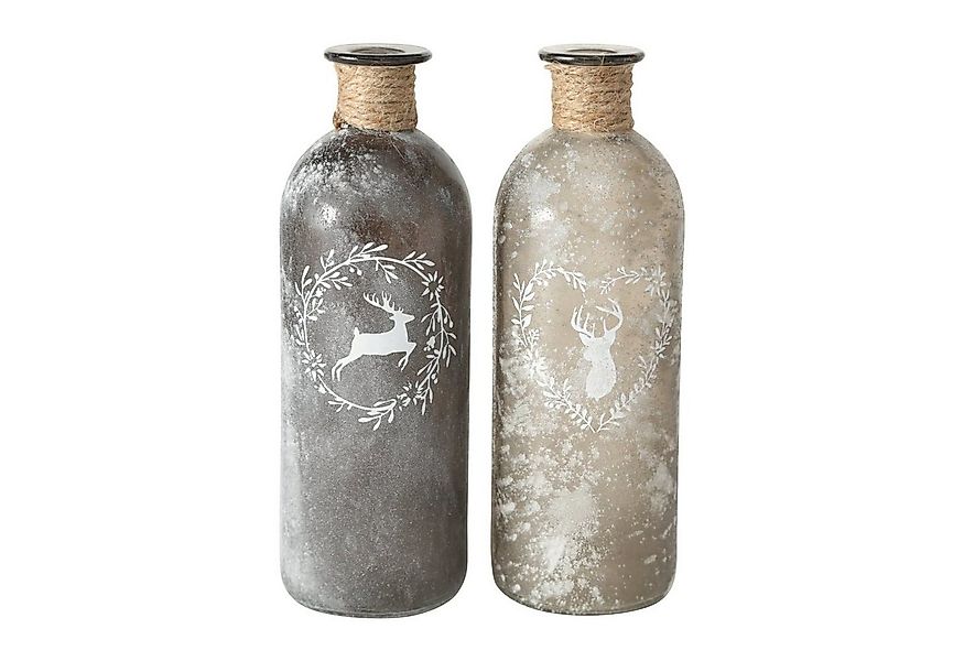 ReWu Dekovase Glasvase 2er-SET Hirsch Motiv - 7 x 21 cm (2er-SET) günstig online kaufen