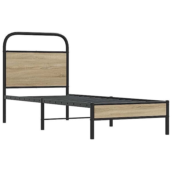 vidaXL Bett Bettgestell ohne Matratze 75x190 cm Räuchereiche Holzwerkstoff günstig online kaufen