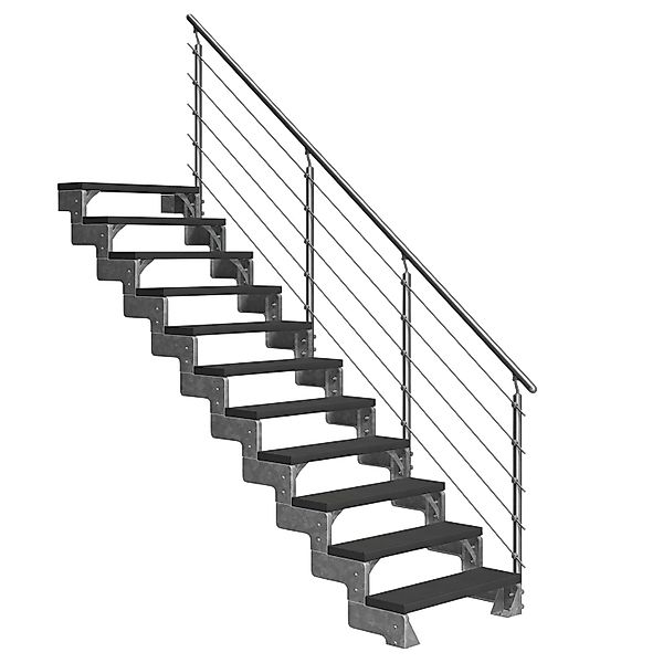 Dolle Außentreppe Gardentop 11 Trimax-Stufen 80 cm Anthrazit + Prova-Geländ günstig online kaufen