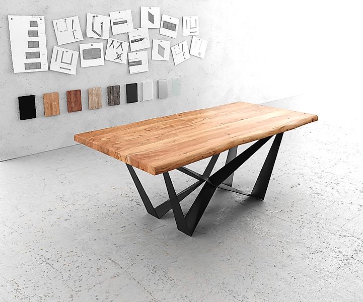 DELIFE Esstisch Edge, Akazie Natur 200x100 günstig online kaufen
