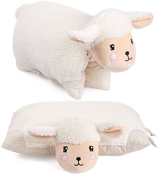 BRUBAKER Kuscheltier Kissen - Schaf - 2 in 1 Plüschtier und Kuschelkissen - günstig online kaufen