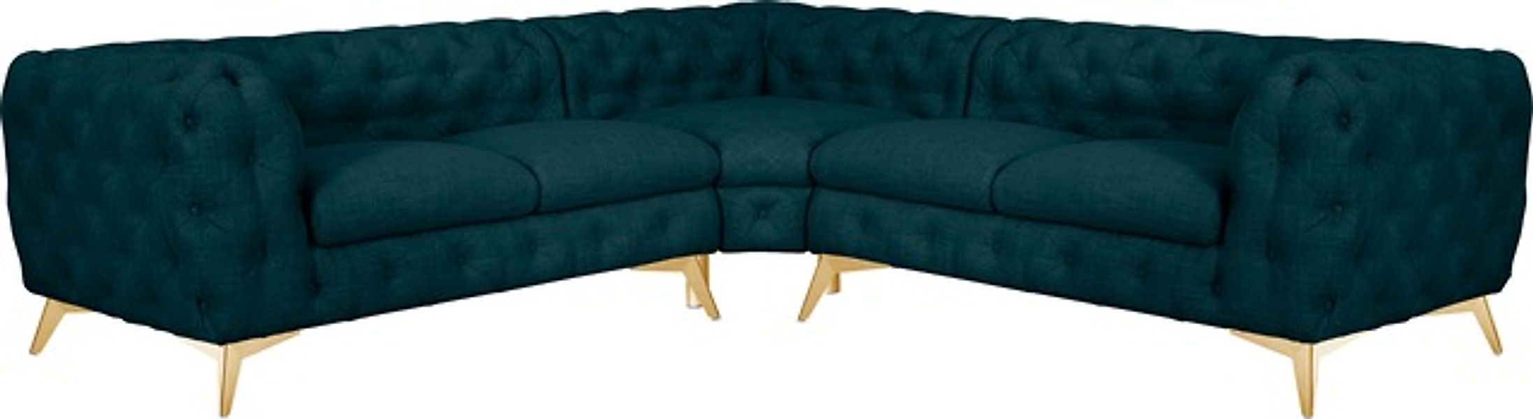 Leonique Chesterfield-Sofa »Ecksofa GLYNIS L-Form mit Wellenunterfederung, günstig online kaufen