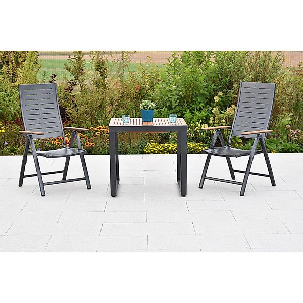 Merxx Tinos Set 3-tlg. 2 Klappsessel Balkon-Tisch Ausziehbar 80 (120) x 70 günstig online kaufen