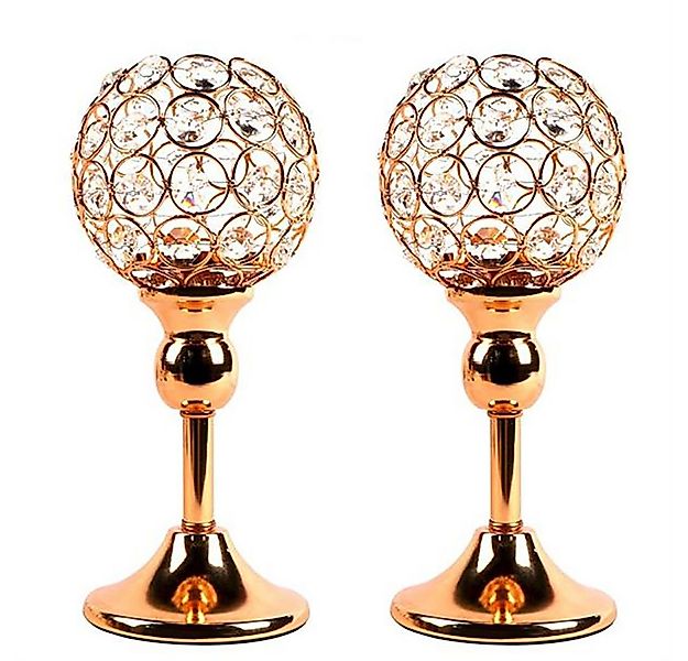 KAHOO Kerzenständer Goldener Kristall Kerzenhalter (2 St., 2er-Set), Windli günstig online kaufen
