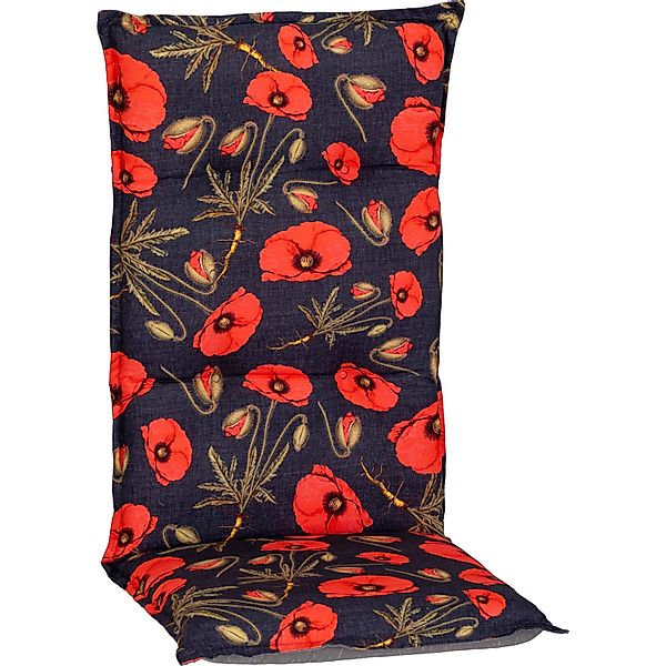Beo Sitzauflage Hochlehner Trondheim  mit roten Mohnblüten günstig online kaufen