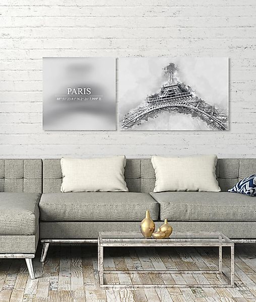 queence Leinwandbild »Paris«, Elemente der Architektur-Paris-Kunst-Sprüche- günstig online kaufen