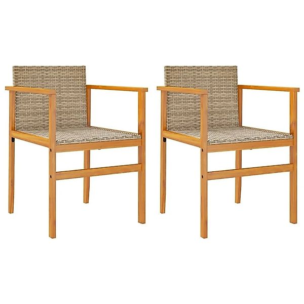 vidaXL Gartenstühle mit Kissen 2 Stk Beige Poly Rattan Massivholz 368713 günstig online kaufen
