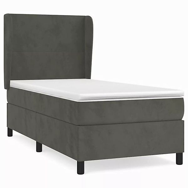 furnicato Bettgestell Boxspringbett mit Matratze Dunkelgrau 90x190 cm Samt günstig online kaufen