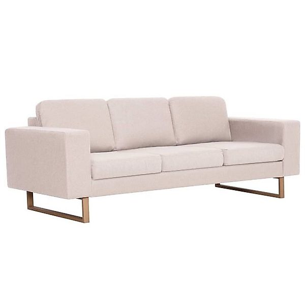 vidaXL Sofa, 3-Sitzer-Sofa Stoff Cremeweiß günstig online kaufen