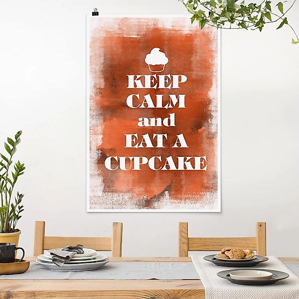 Poster Küchenspruch - Hochformat No.EV71 Keep Calm And Eat A Cupcake günstig online kaufen