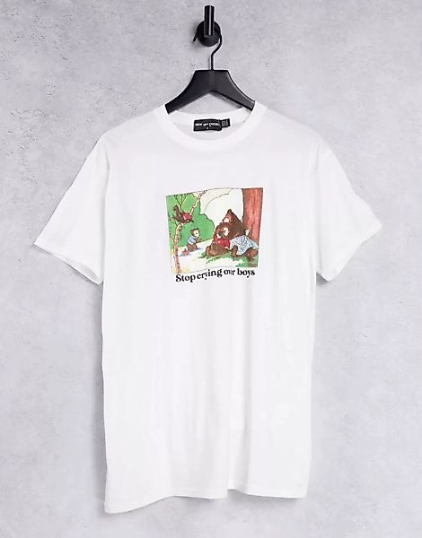 New Girl Order – Oversize-T-Shirt mit „Stop Crying Over Boys“-Grafik in Wei günstig online kaufen