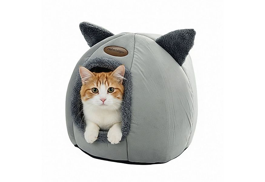 relaxdays Katzenliege Katzenhöhle mit Katzenohren günstig online kaufen