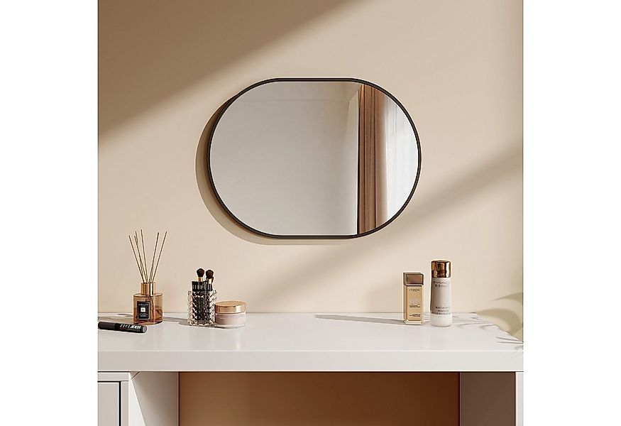 EMKE Spiegel Oval Schwarz gebürstet rahmen Horizontal & Vertikal Monatge, 4 günstig online kaufen