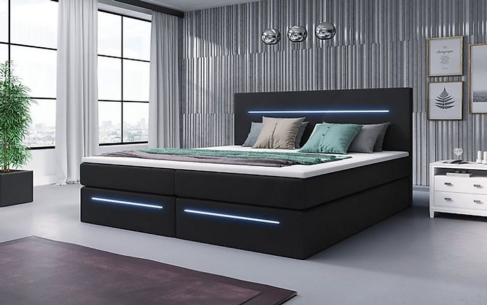 Baidani Boxspringbett Boxspringbett Barcelona mit LED und Stauraum günstig online kaufen