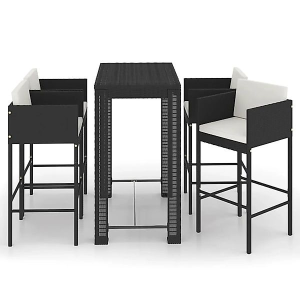 vidaXL 5-tlg Gartenbar-Set mit Kissen Poly Rattan Schwarz Modell 20 günstig online kaufen