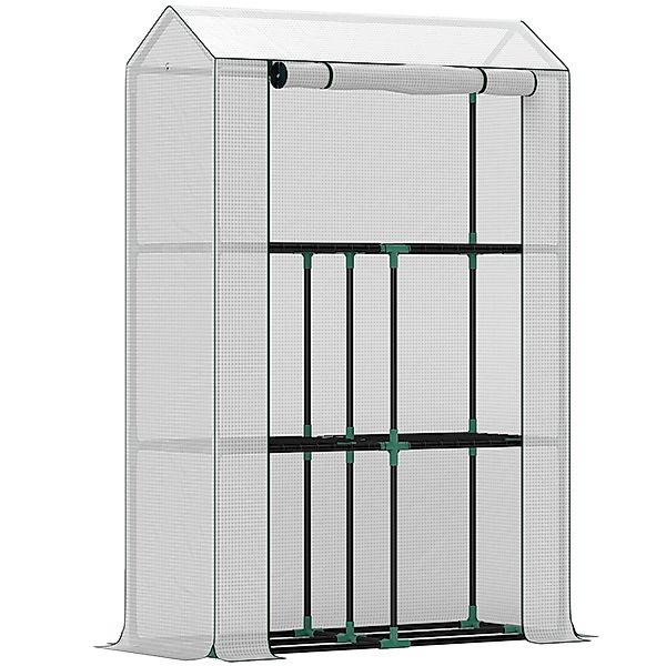 Outsunny Gewächshaus mit Regale und Rolltür aus Stahl 100 x 40 x 150 cm Wei günstig online kaufen